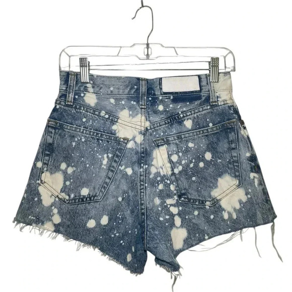Re/Done 70s High Rise Splash Denim Shorts NWT Size 25 Bleach Distressed Cutoff - Picture 4 of 5